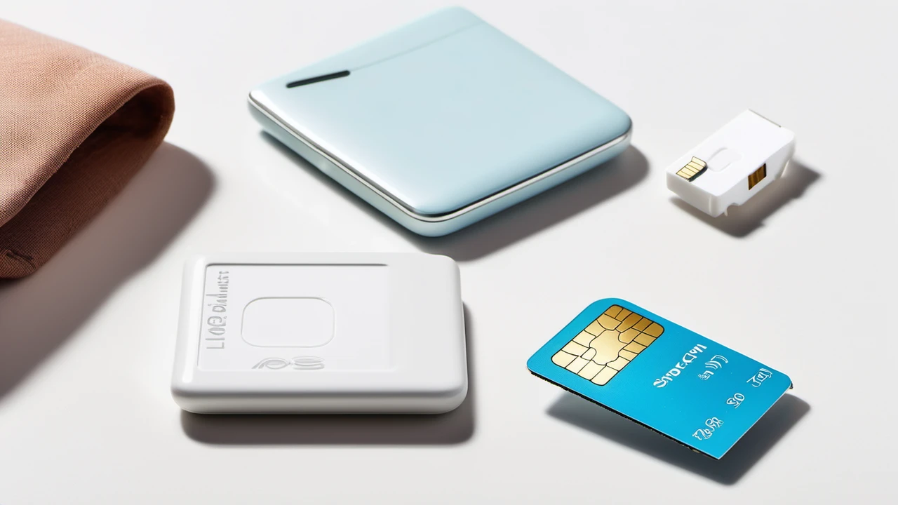 SIMカード、スマートフォン、韓国通信ネットワークを表現したビジュアル
